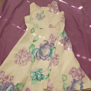 Girls Purple/Turquoise Sleeveless Floral Dress 10-12
